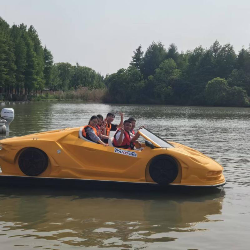 Water supercar carrying passengers